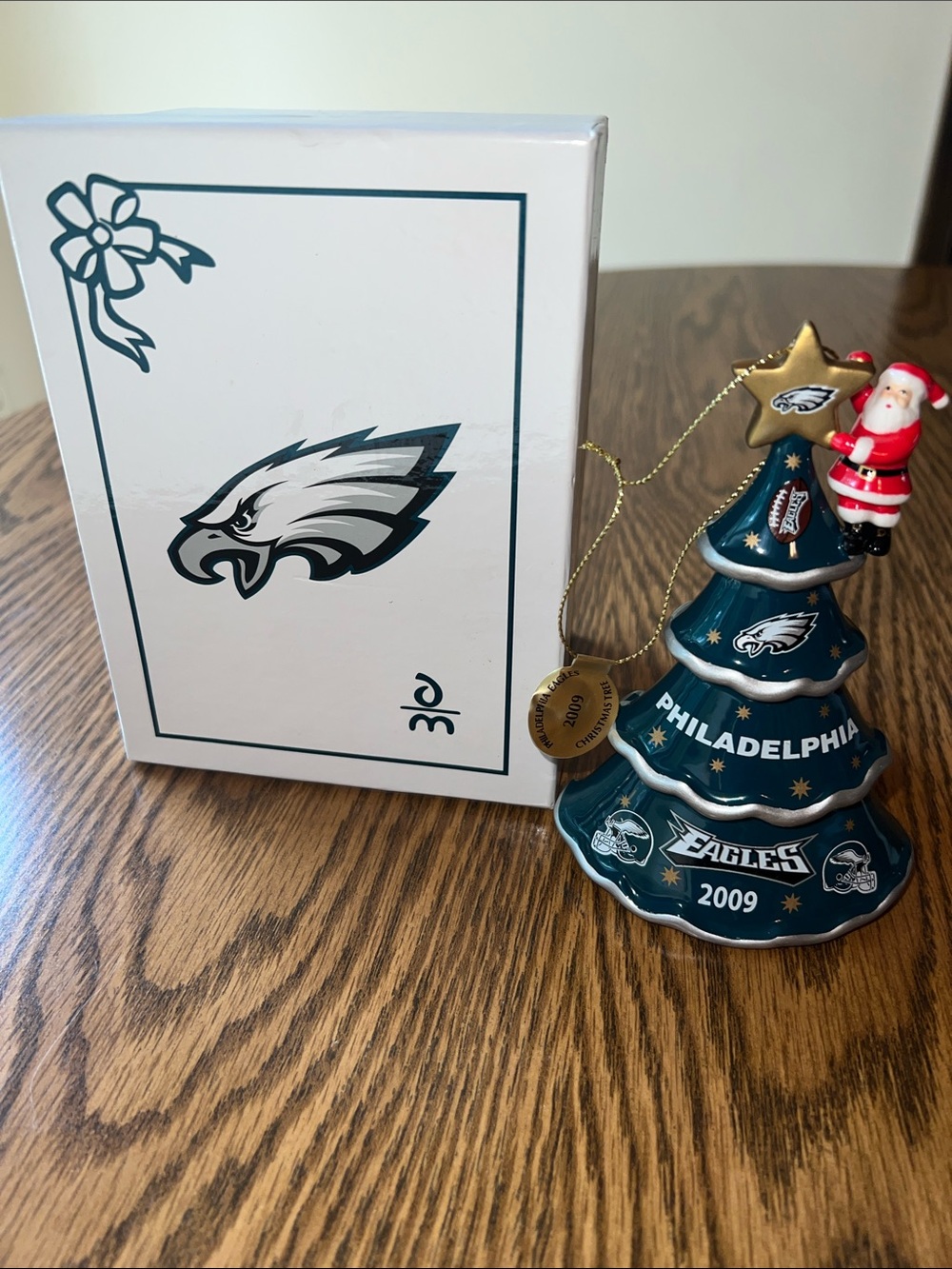 Philadelphia Eagles NFL Football Christmas Tree Ornament W/Box The Danbury Mint